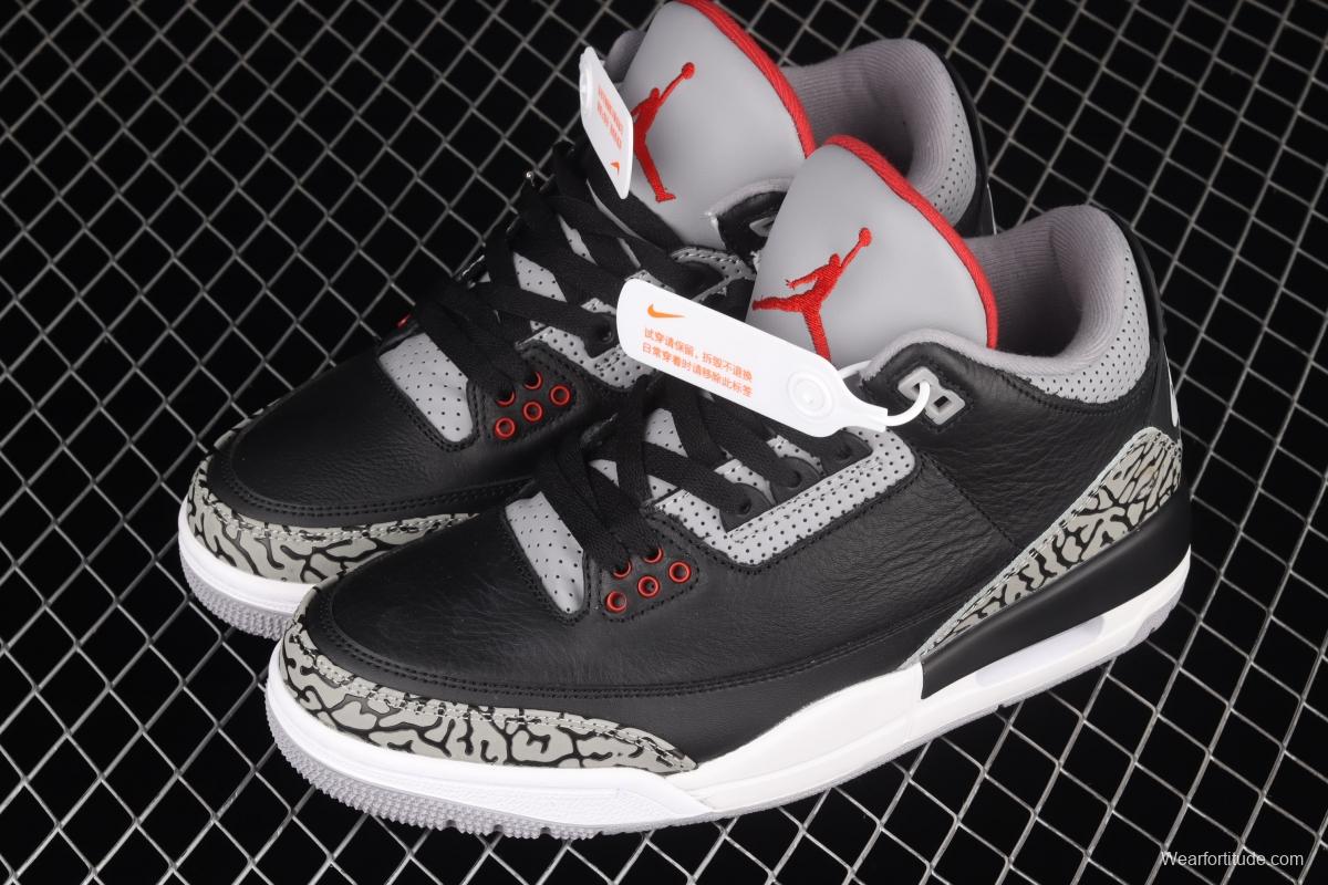 Air Jordan 3 Retro Black Cement (2018) AJ3 Joe 3 re-engraved black cement 854262-001