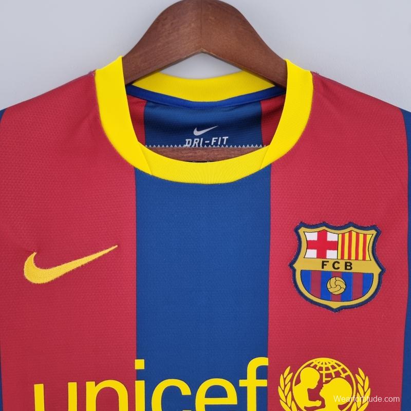 Retro 10/11 Barcelona Long Sleeve Home Soccer Jersey