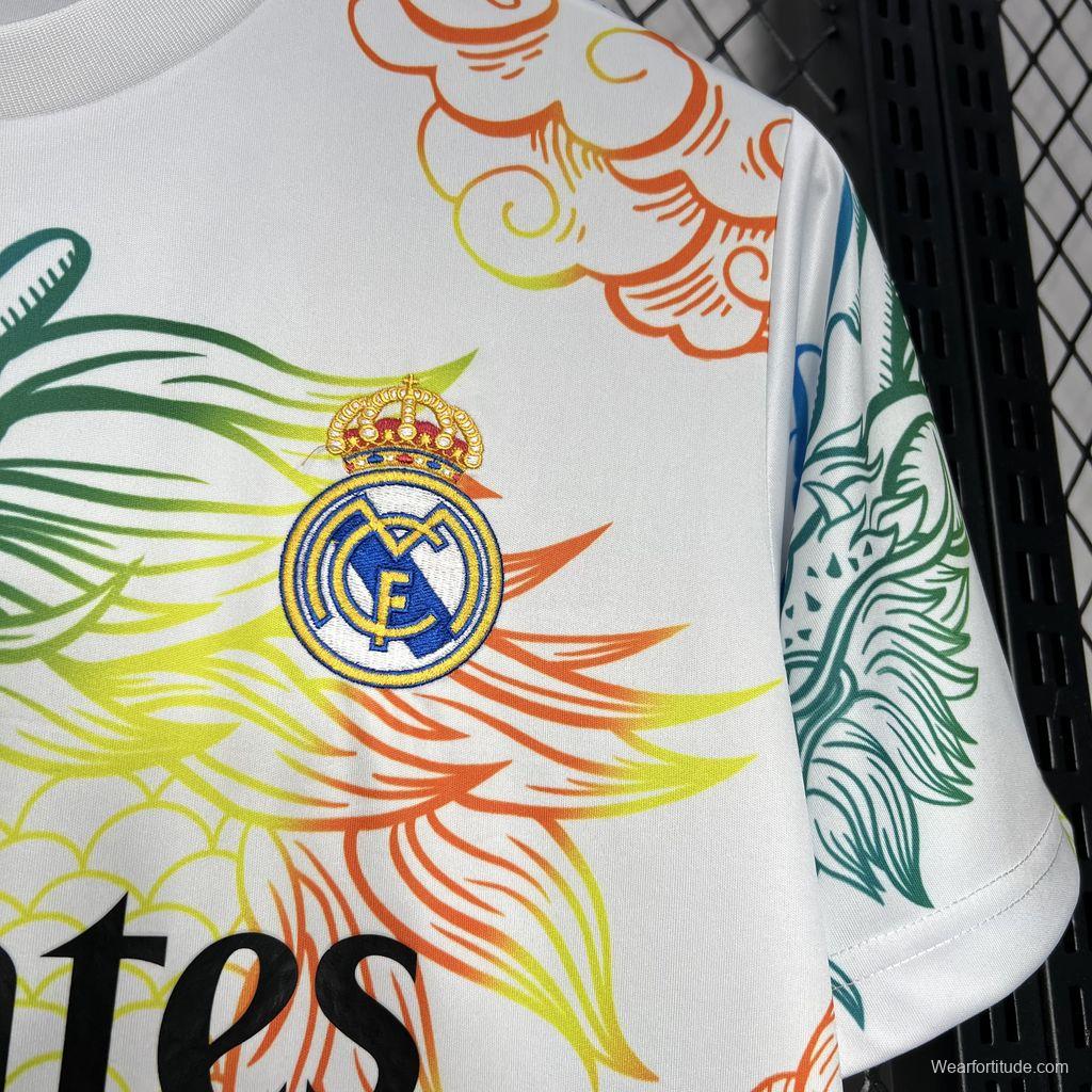 24/25 Real Madrid White Multi-Color Dragon Special Jersey